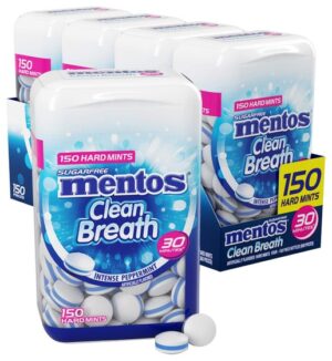 Mentos Clean Breath Hard Candy Intense Peppermint 150ct 4pk